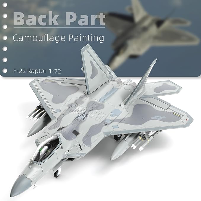 USA F-22 Raptor Fighter Attack Pre-Build Model 1:72 Aircraft Alloy Diecast Airplane Military Display Model Aircraft for Collection or Gift (AK 093)