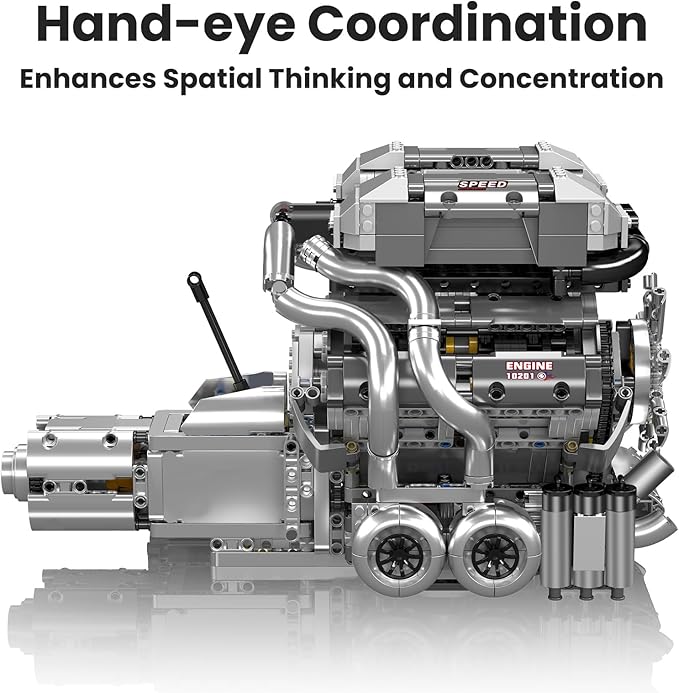 Mould King W16 Model Engine Kit for Adults, V8 Engine Building Sets, Mini Engine Toys Scale with Motor, STEM Project Building Kits, DIY Collectible Blocks for 14+ (2024 Pieces) 10201