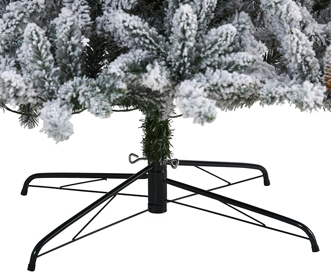 Nearly Natural 9ft. Flocked Livingston Fir Artificial Christmas Tree with Pine Cones and 650 Clear Warm LED Lights