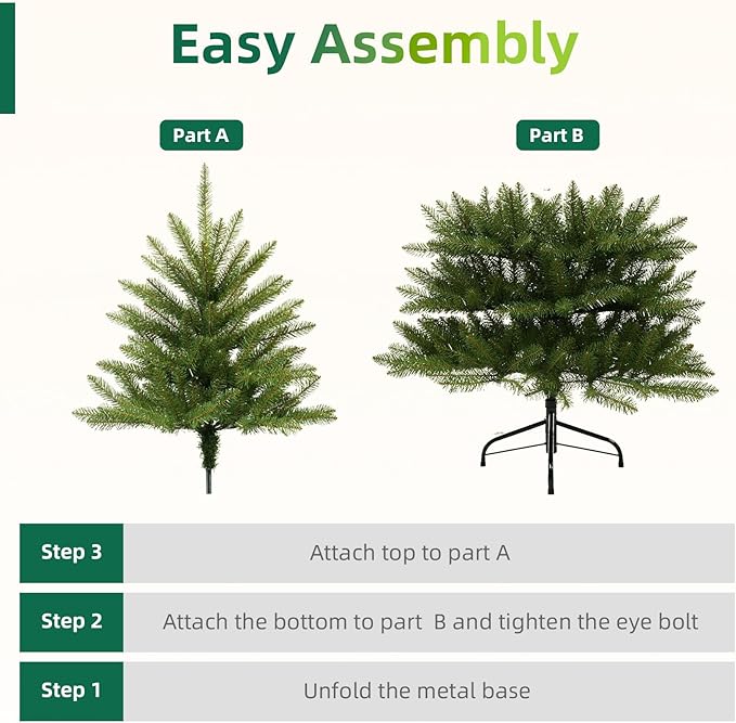 4FT Artificial Christmas Tree Unlit, Full Green PVC Pine with Dunhill Fir 559 Branch Tips, Realistic Holiday Xmas Tree with Foldable Metal Stand for Indoor Home, Office Decoration