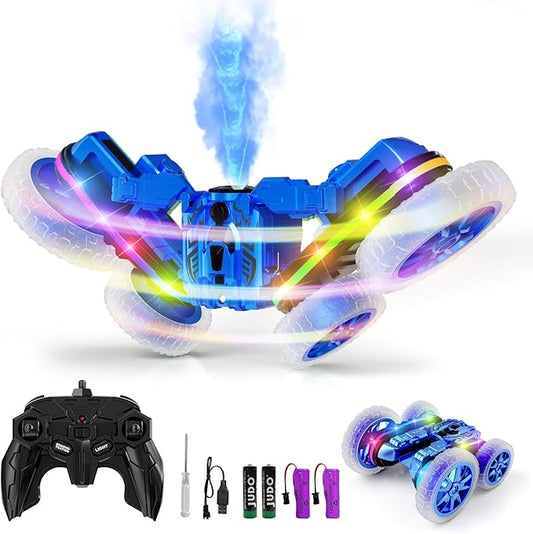 360 Rotating 4WD RC Stunt Car with Cool Lights and Spray - Drift Car for Kids Age 4-13