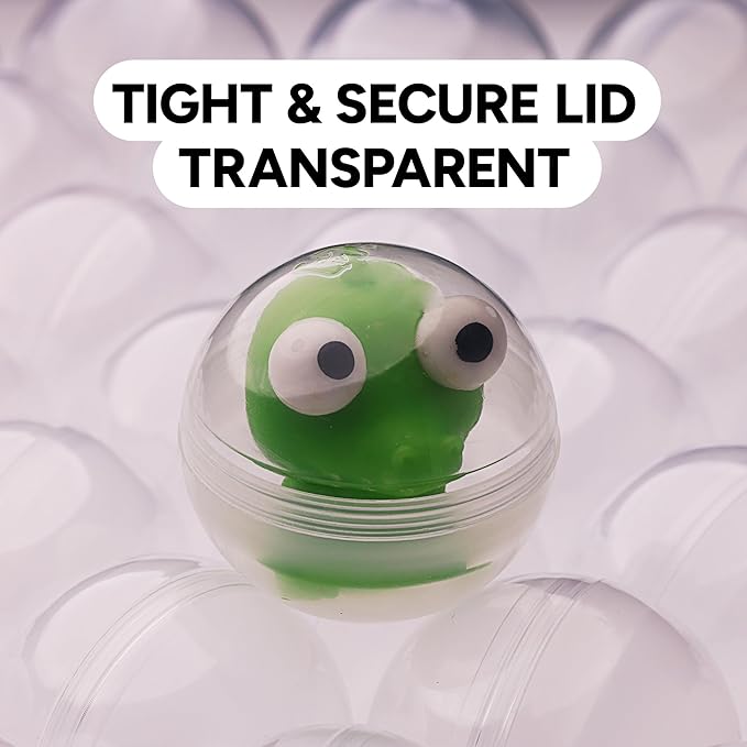 Capsule Vending Machine Round 100 pcs 2 inch - Gumball Machine Capsules Bulk Clear Container - Easter Basket Stuffers Birthday Gifts Pinata Stuffers DIY Craft Supplies - Clear Capsules Empty