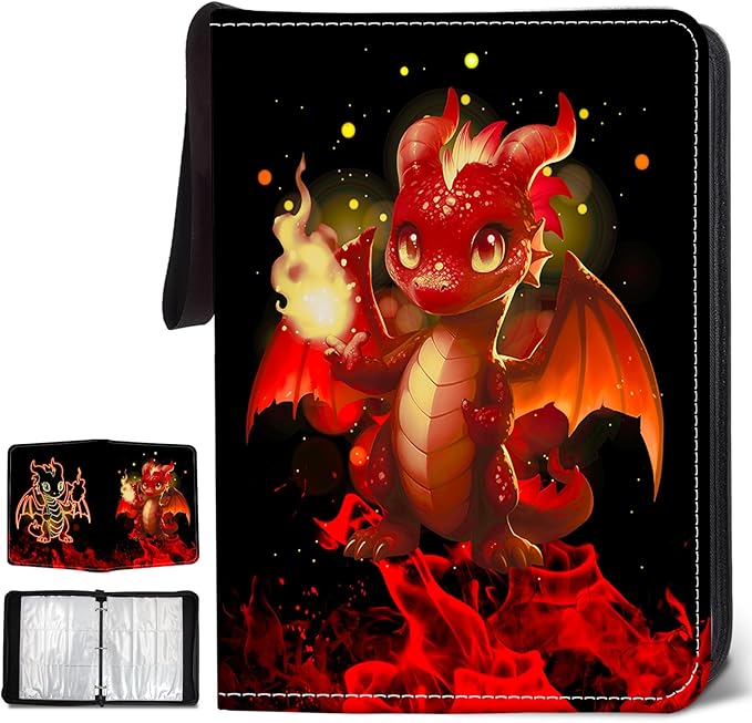 900 Pocket Trading Card Storage Album, Card Binder with 50 Durable 9-Pocket Pages, Pterosaur Dragon Design on Pocket Card Packs, Thanksgiving Christmas Gifts for Collector's Album