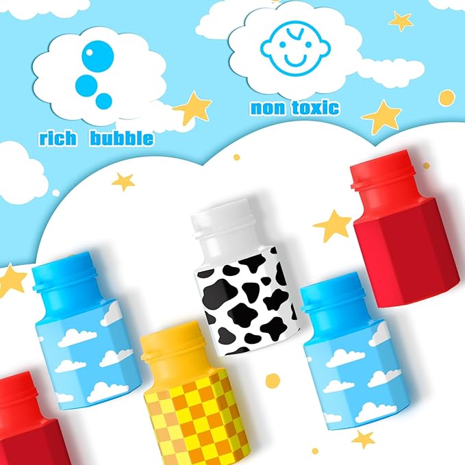 24 Pack Bulk Bubble Wands Cartoon Party Favors Toy Theme Birthday Party Supplies Cartoon Theme Birthday Bag Stuffers Supplies Decorations(Hexagon Bottles,Toy Inspire Game)