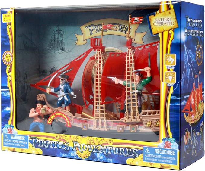 (2-Pack) Scurvy Boys Toy Pirate Ship Adventure Light UP, Sound