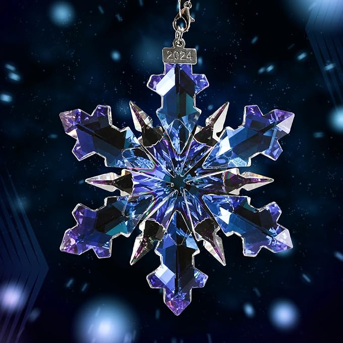 2024 Annual Edition Crystal Snowflake Ornaments Christmas Ornaments Home Hanging Decor Gifts (Multicolor)