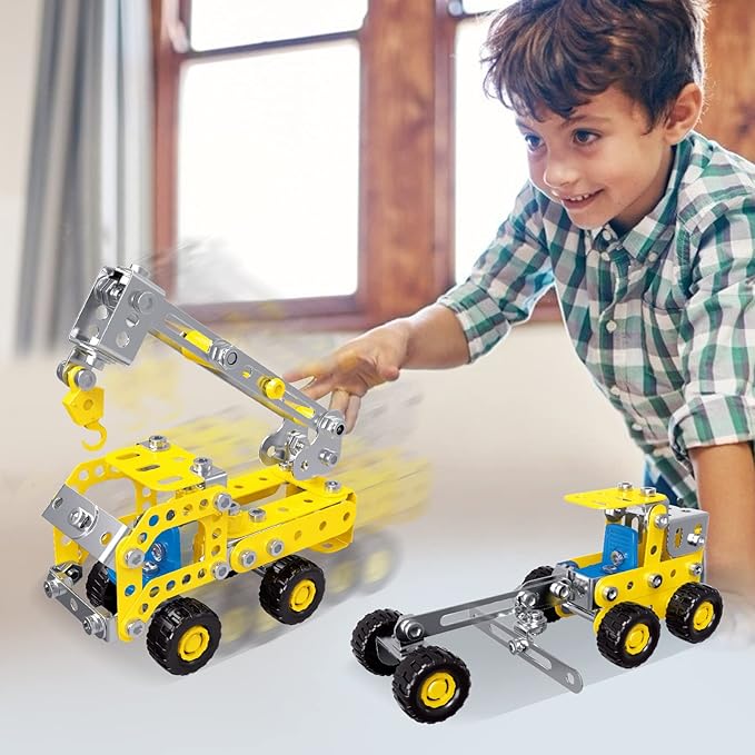 7 in 1 STEM Toys,Erector Set for Boys Age 8-12,Learning Engineering Kids Building Blocks Model Kits,Metal Construction Toys for Kids 8 9 10 11 12+ Year Old(180PCS No Motor)