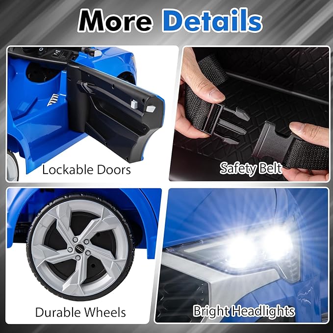 Licensed Audi SQ8 Ride on Car by INFANS, Battery Powered Electric Vehicle for with Remote Control, Adjustable Music, LED Lights, Suspension, Driving Toy Gift for Kids Toddler Age 3+ (Blue)