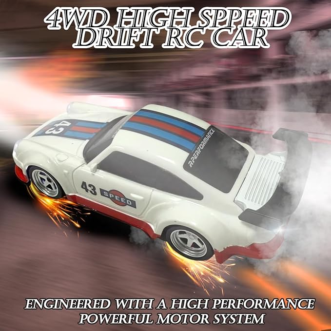 1/43 Mini RC Drift Car with Gyroscope, 2.4GHz Full Proportional High Speed Remote Control Car, RTR 4WD Fast RC Cars with LED Lights Racing Tires, Hobby RC Cars Toy Model Gift for Adults, Kids, Boys