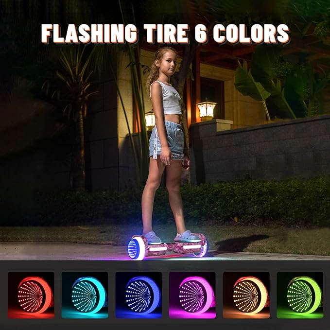 Scooter, Colorful LED Light-Up Wheels, Bluetooth Speakers and APP, Dual 250W Motors, 8.5 mph Max Speed & 8.5 Miles Max Range, Gifts for Kids Adults Girls Boys