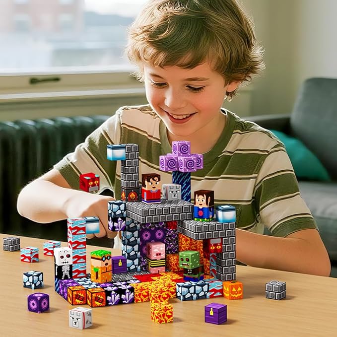 150 PCS Magnetic Blocks - Building Block for Kids Ages 4-8, Magnet Blocks Cubes Tiles Constructions Toys Girl Boy, STEM Educational Stacking Toy (BSG002)