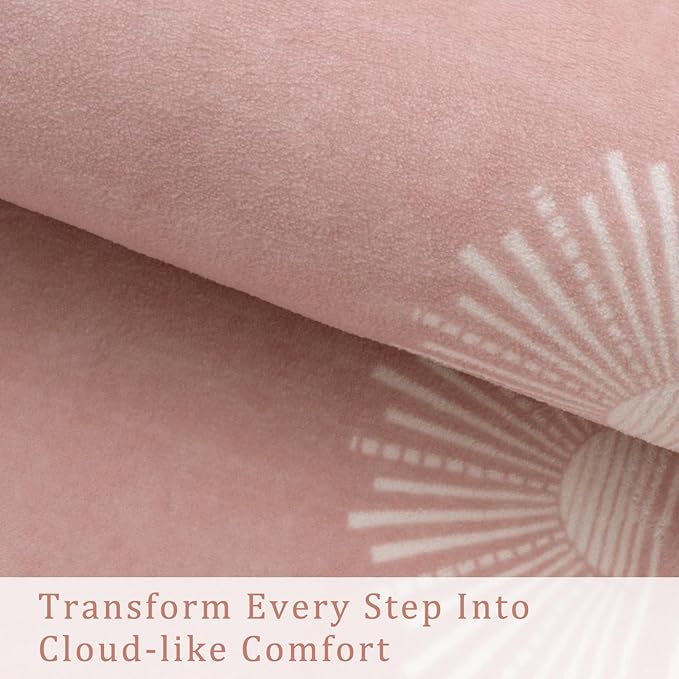 Modern Pink 8x10 Rug for Living Room,Ultra Thin Washable Bedroom Rug 8x10 Under Bed, Non Slip Sun Print Large Rugs, Non Shedding Throw Carpet for Girls Room Nursery Dorm(8'x10',Pink)