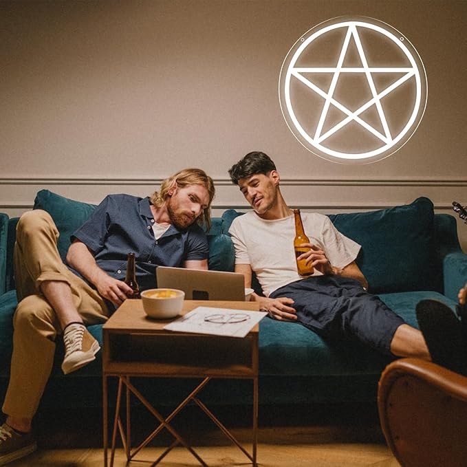 Pentacle Neon Sign, Dimmable LED Gothic Pentagram Neon Light, USB Powered for Home Bedroom Dorm College Party Christmas Gifts12.2 * 12.2 Inch