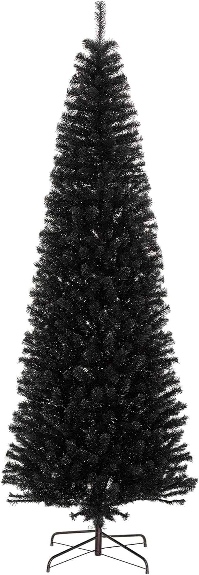 HOMCOM 8ft Pencil Christmas Tree, Unlit Artificial Christmas Tree Slim Douglas Fir Xmas Tree with Realistic Branches, Halloween Tree with 1168 Tips, Black