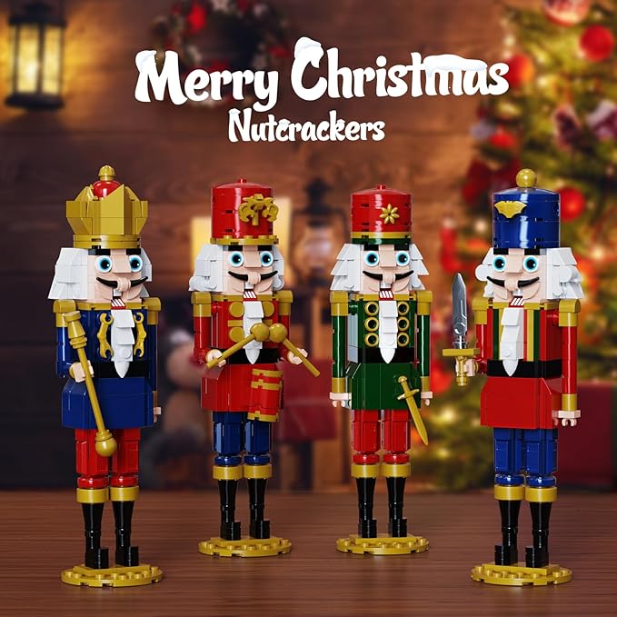Christmas Nutcracker Building Kits, Xmas Nutcracker King and Soldier Sets, Contains Kings, Drummers, Guards, Swordsmen, Compatible for Lego, Collectible Model (943 PCS)