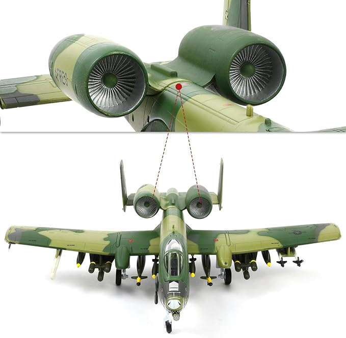 1/100 A-10 Attack Thunderbolt II (Warthog) Pre-Build Diecast Metal Aircraft Model Kits Replica Military for Display Collection or Gift