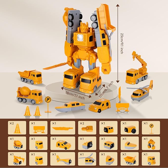 Magnetic Transform Engineering Car Converting Robot Assembled Toys Set with Storage Box DIY Assembled Educational Creativity Puzzle Robot Building Blocks Toy for Boys and Girls Aged 3-9