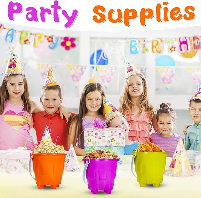 5 Inch Sand Castles Beach Buckets and Shovel Set,Sand Bucket Water Bucket for Beach Fun Great Summer Party Accessory（24 Shovels and 24 Pail Buckets）