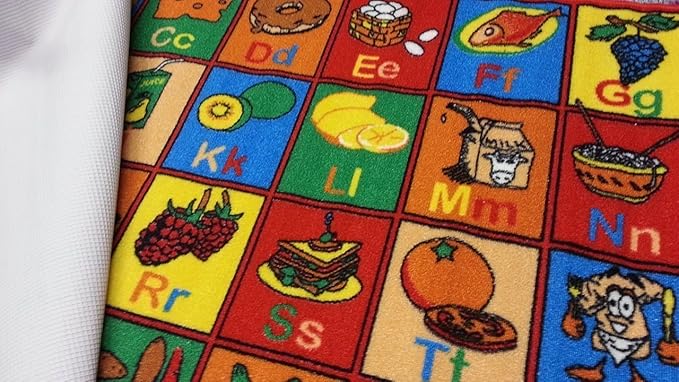 Mybecca Carpets for Kids Literacy ABC Food & Fruits Kids Rug, 3' x 5' (39" X 58")