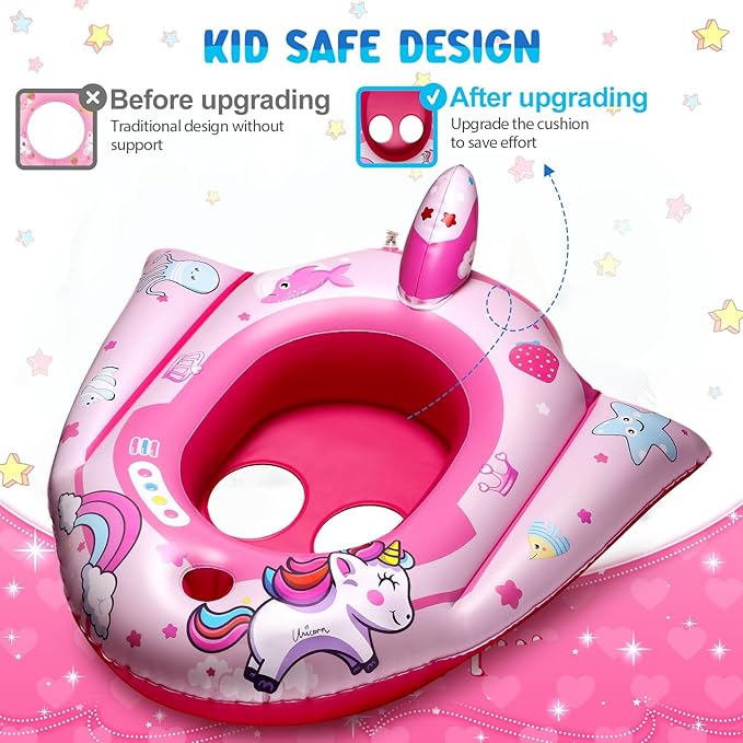 HopeRock Unicorn Pool Floats for Toddlers and Kids, with Water Gun, Pool Toys for 3-8 Years Old Girls, Inflatable Swimming Pool Toys