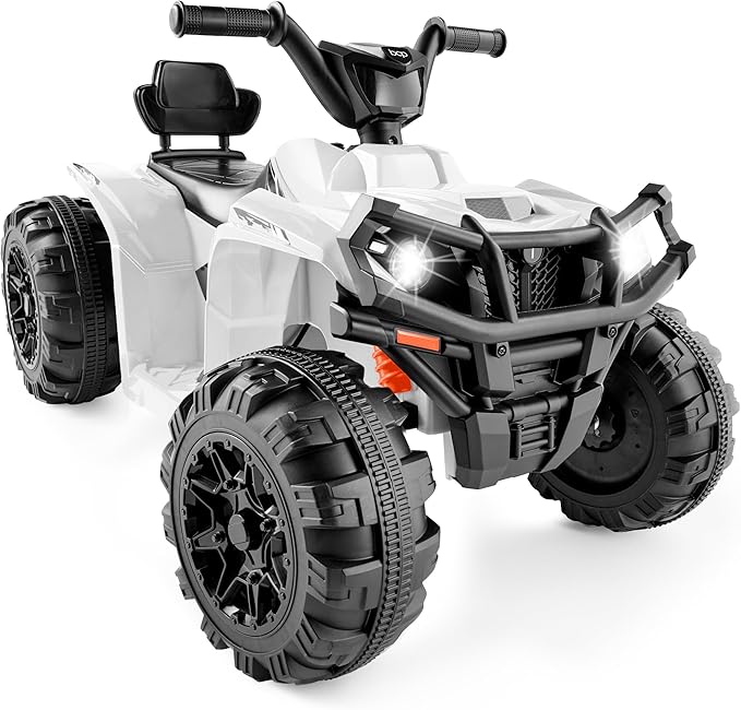 Best Choice Products 12V Kids Ride-On Electric ATV, 4-Wheeler Quad Car Toy w/Bluetooth Audio, 2.4mph Max Speed, Treaded Tires, LED Headlights, Radio - White