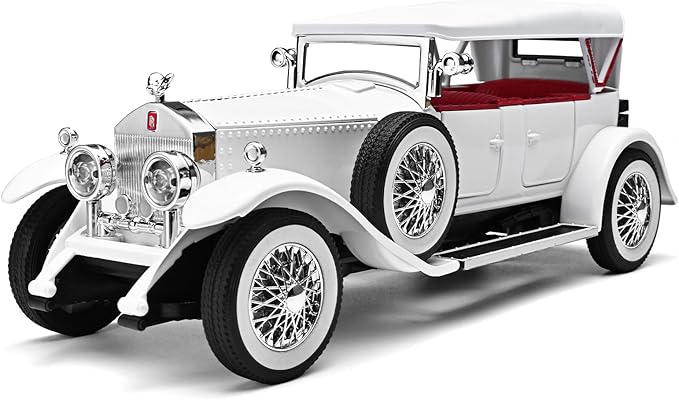 Model Car Kits Adults and Boys 1/24 Diecast Cars Phantom Generation Vintage Car Collectibles,Die Cast Metal Pull Back Cars with Lights and Sounds,Toy Cars for Boys Age 3-12（White）