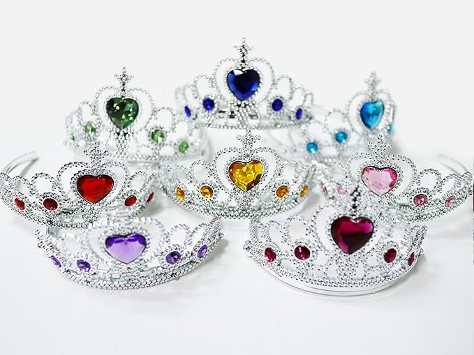 S & E TEACHER'S EDITION 16 Pcs Tiaras Crown Set, Princess Dress Up Costume Birthday Party Favors Accessories Kid Birthday