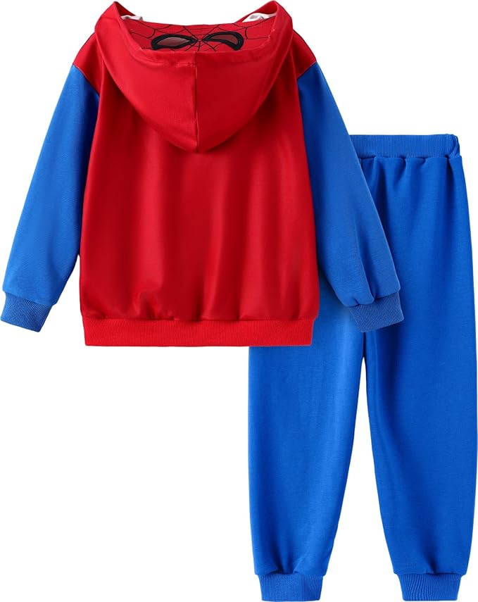 Marvel Spiderman Cosplay Costume Avengers 2 Pcs Pocket Hoodie&Pants Hulk Hooded Outfit Venom Captain America Apparel Kid 2-9Y