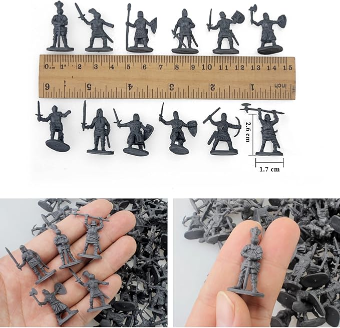 OTONOPI Toy Soldiers Medieval Plastic Knight Action Figure Castle Playset Classic Army Men Military Toys Mini Ancient Soldiers Warriors 250PCS with Carrying Bags