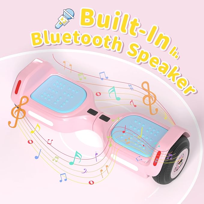 6.5" Bluetooth Scooter, LED Lights & APP & Music Speaker, Long Battery Life, Gifts for Kids & Adults & Girls & Boys, for All Ages