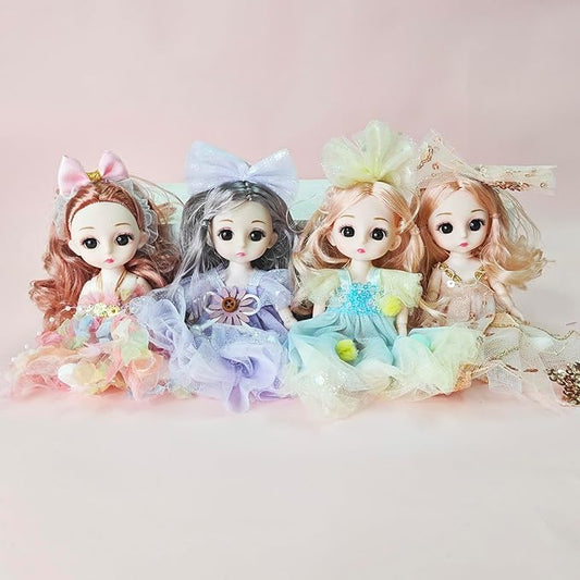 4 Pcs 6 Inch Princess Girl Mini Dolls, Small Princess Dolls, Little Girl Miniature Dolls for 3+ Year Old Girls
