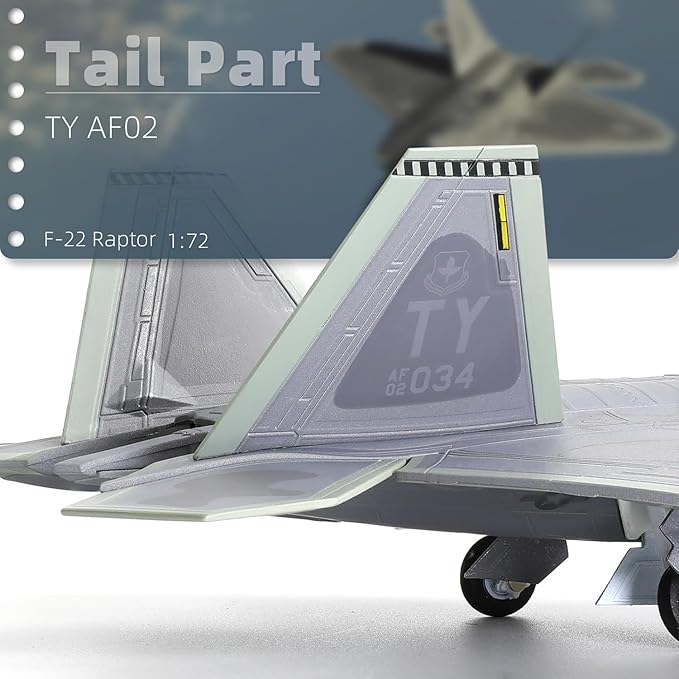 1/72 F-22 Raptor Model Diecast Airplane Fighter Model for Collections and Gift (TY 325 FW)