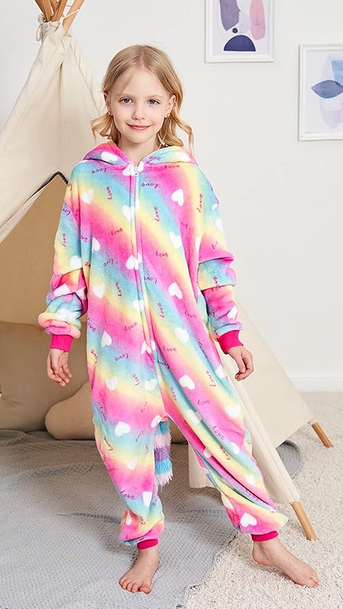 Kids Unicorn Onesie Pajamas One-Piece Cosplay Costume Animal Sleepwear Girls And Boys
