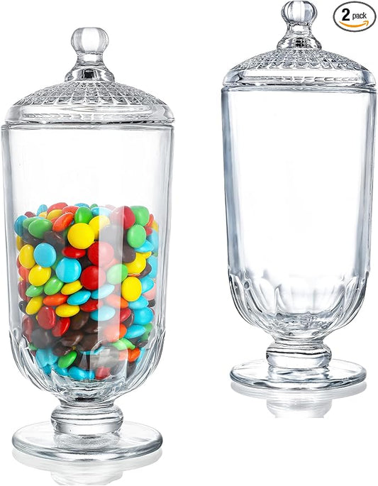 ZEERSHEE 2 Pack 24oz Clear Glass Candy Jars with Lids Glass Decorative Storage Jar for Candy Buffet, Wedding Favors, Baby Shower, Party Decor, DIY Crafts