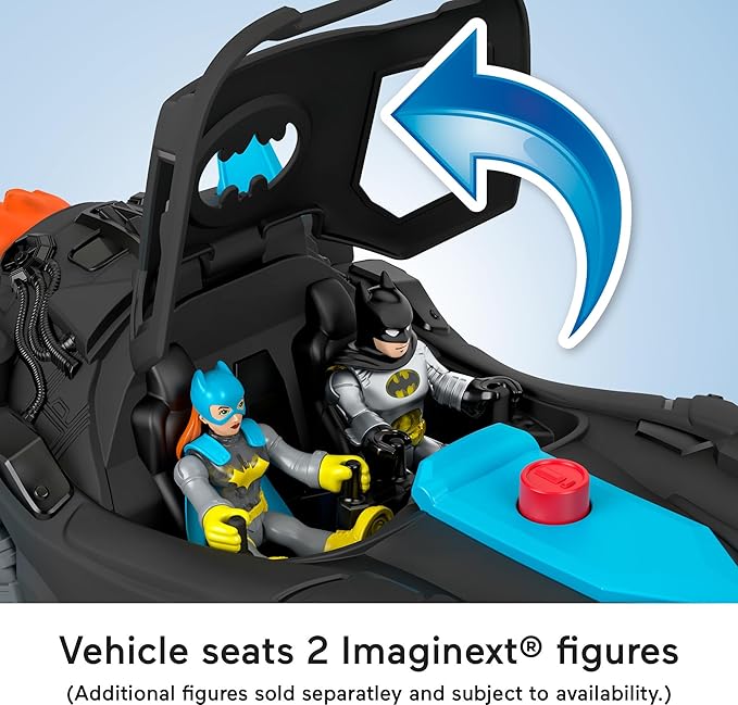 Fisher-Price Imaginext DC Super Friends Batman Toys, Lights & Sounds Batmobile with Batman Figure for Preschool Pretend Play Ages 3-8 Years