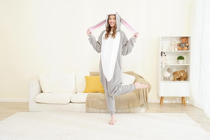 Unisex Adult Onesie Pajamas, Polar Fleece Cosplay Animal One Piece Halloween Costume Pajamas Homewear