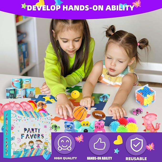1000Pcs Fidget Toys Pack, Bulk Party Favors for Kids, Stocking Stuffers, Treasure Box Chest, Birthday Party, Classroom Carnival Prizes, Pinata Stuffers, Goodie Bag Stuffers, Stress Relief, Sensory Toy