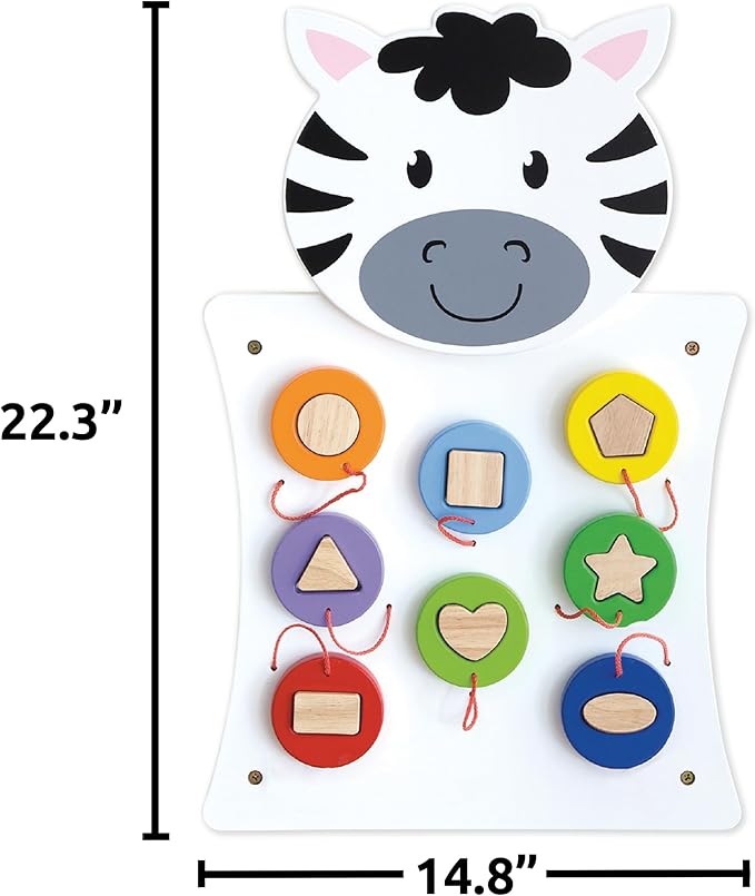 SPARK & WOW Zebra Activity Wall Panel | Ages 18m+ | Montessori Sensory Wall Toy | Nesting Shape Activity | Busy Board | Toddler Room Decor