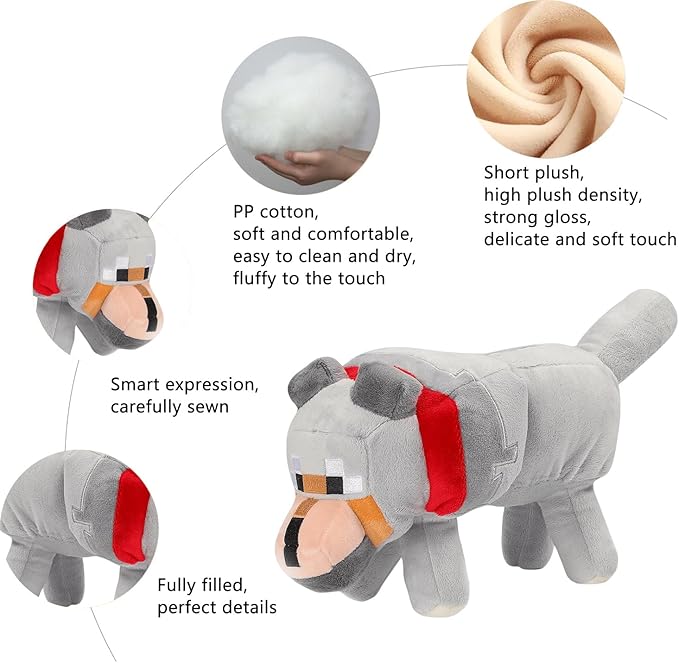 3pcs Character Dolls, 13.7" Wolf, 9" Black Cat, 7" Fox Plush Toy, Stuffed Animals Toys, for Fans, Soft, Collectible Game Plush, for Birthday Christmas New Year Gift