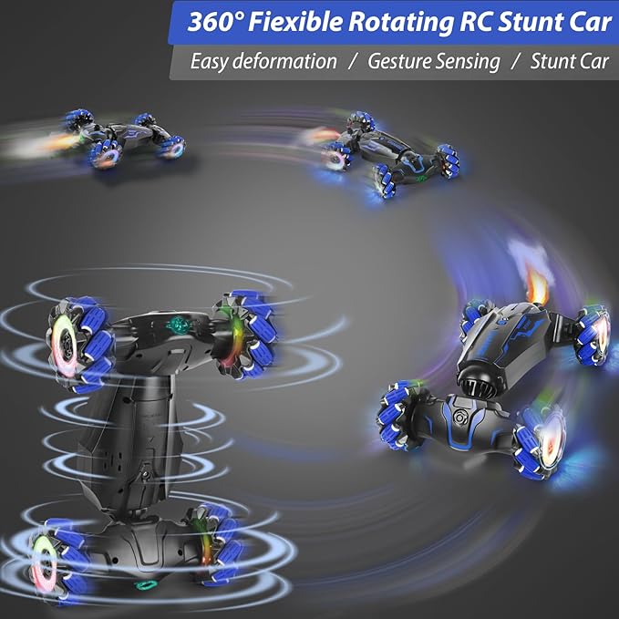 FEIMUOSI Remote Control Car - RC Car Stunt Toys Gesture Sensing RC Drift Rechargeable Transformer 360° Rotating Hand Controlled Toys Christmas Birthday Gifts for Boys Kids