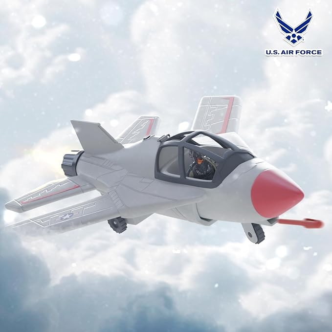 United States Air Force Sky Raider Fighter Jet Toy Airplane with Pilot & Missile - Realistic Military Aircraft & Soldier Action Figure - Bomber Plane Model for Kids 3+
