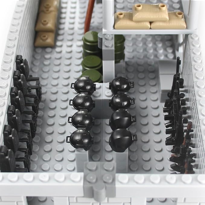 Military Base Building Bricks Set 389 Pieces Armory Defense Guard Tower Guns Army Weapons SWAT Gear Accessories for Soldier Figures Building Block Toy Compatible with Major Brands