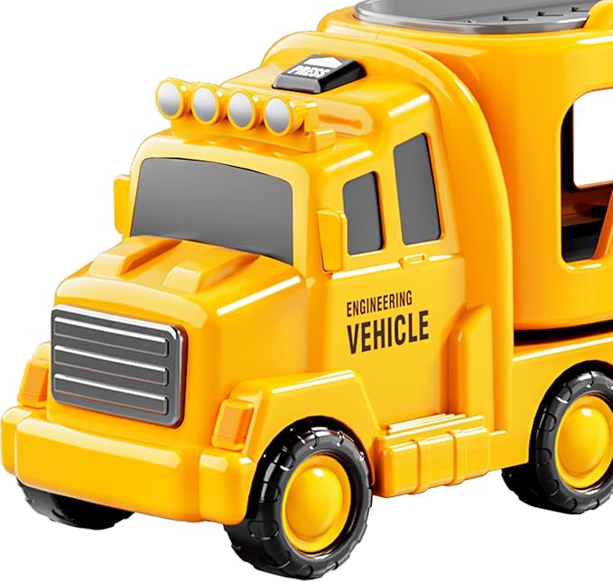 Bennol Toddler Trucks Toys for Boys Kids, 16.9-in Longer Transport Construction Truck with 6 Cars, Car Truck Toys with Lights & Sounds, Birthday Gift for 2 3 4 5 Years Old Boys and Girls