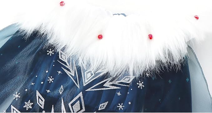 Snow Queen Princess Costumes for Girls Winter Warm Princess Dress Up for Halloween Christmas Cosplay Snow Party