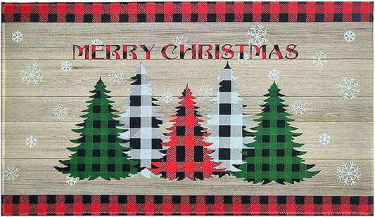 Christmas Doormat Outdoor Entrance Non-Slip Christmas Front Door Mat Xmas Decorative Washable Winter Holiday Welcome Doormat 17"x30" Merry Christmas Decor for Indoor Outdoor