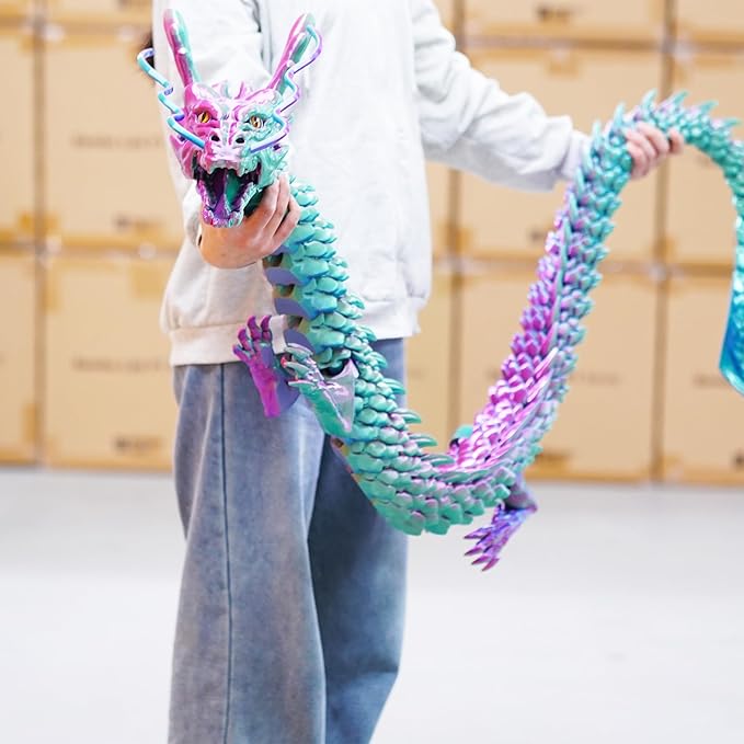 47.3inch Super Large 3D Printed Dragon Models,Flexible Joint Animal lacertid Figurines, 3D Printing Stuff Cheap,Stress Relief, Fidget restlessness, ADHD Toys, Surprise Fantasy Gifts (79inch)