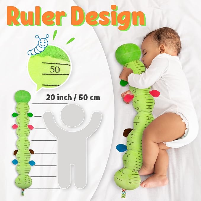 LIGHTDESIRE Baby Toys Musical Caterpillar,Infant Stuffed Animal Toy with Crinkle and Rattles,Soft Sensory Toys with Textures for Tummy Time Newborn Boys Girls 0 3 6 12 Months(Green)