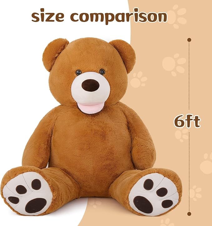 MorisMos Giant Teddy Bear Plush 6 Feet, Large Teddy Bears Stuffed Animals for Girlfriend Boyfriend, 6 Foot Life Size Bear Gifts, Baby Shower, Birthday