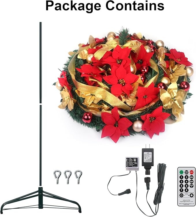 Pop Up Christmas Tree with Lights and Decorations & Remote, 6FT Prelit Pull Up Artificial Xmas Trees Decorated Christmas Tree with Red Gold Christmas Ball Ornaments Bows Ribbons Holiday Party Decor