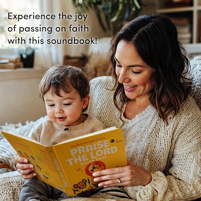 Praise The Lord Christian Sound Books for Kids - 6 Bible Songs - Christening, Baptism Gifts for Boys and Girls - Religious Toys, Interactive Music Books for Toddlers - Baby Dedication